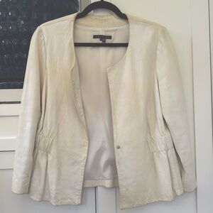 Theory white leather jacket: stylish and feminine